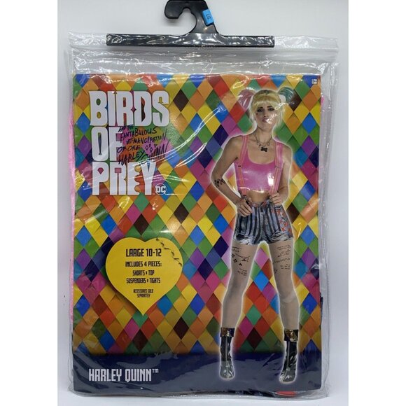 Harley Quinn Birds Of Prey 4 Piece Halloween Cosplay Costume Adult Large 10-12 - Picture 3 of 15